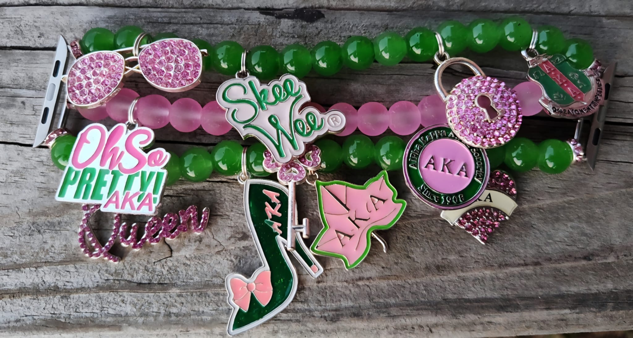 Pink and Green AKA Charm Watchband