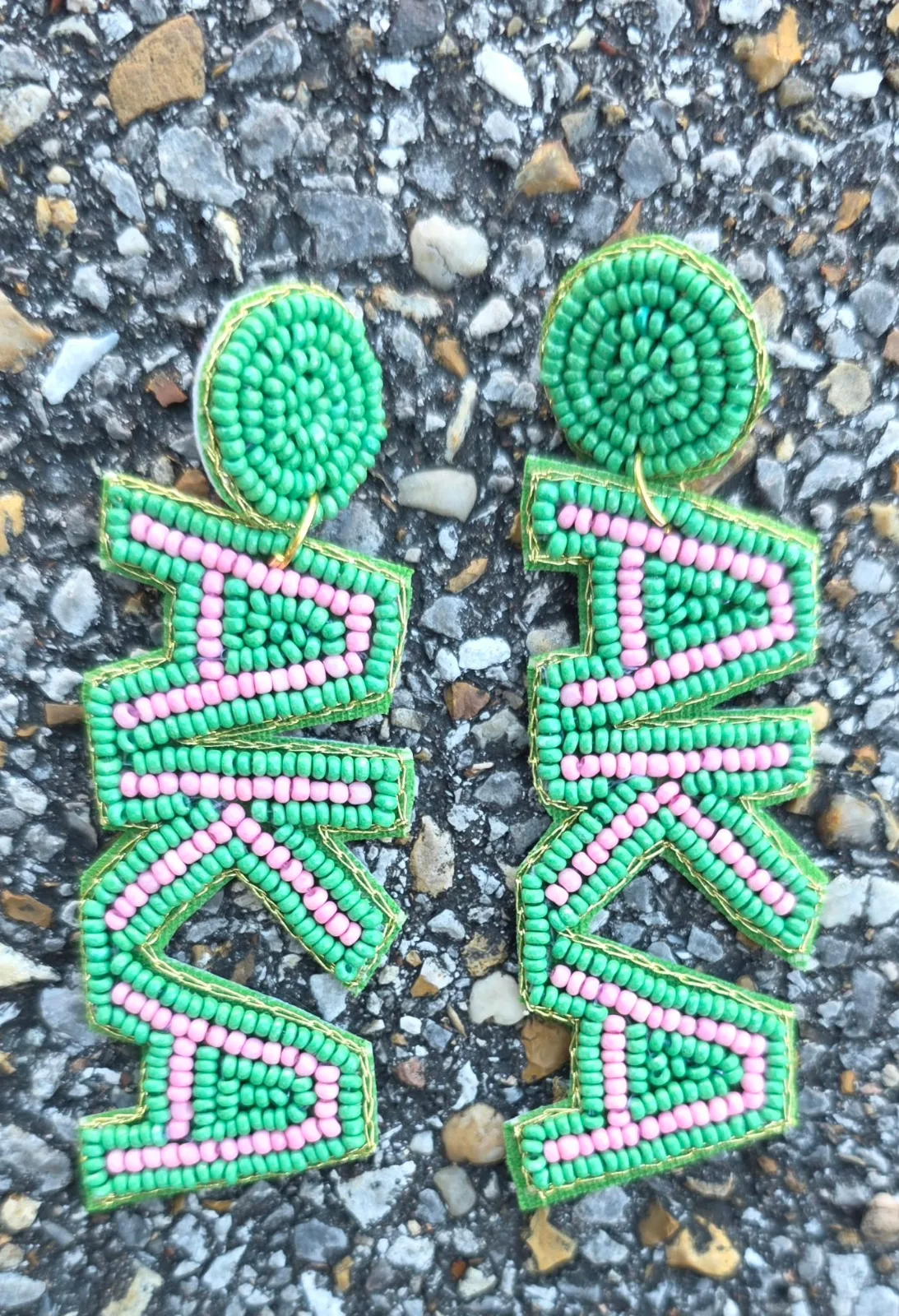 Green AKA Letter Earrings