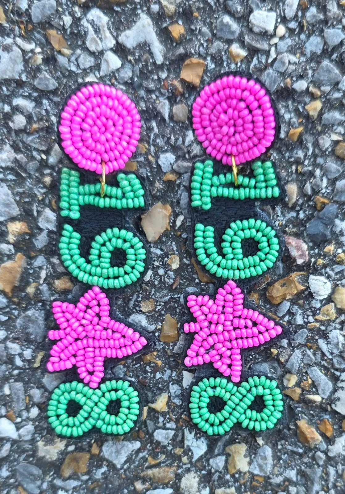 Hot Pink and Green 1908 Earrings