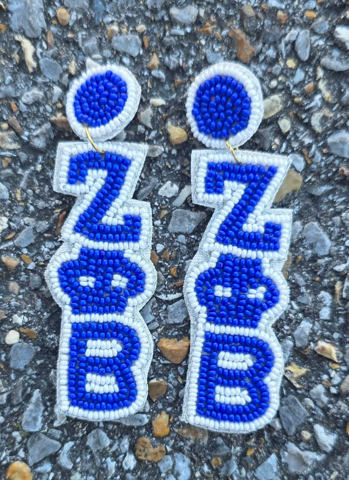 Royal Blue and White Zeta Earrings — image 1