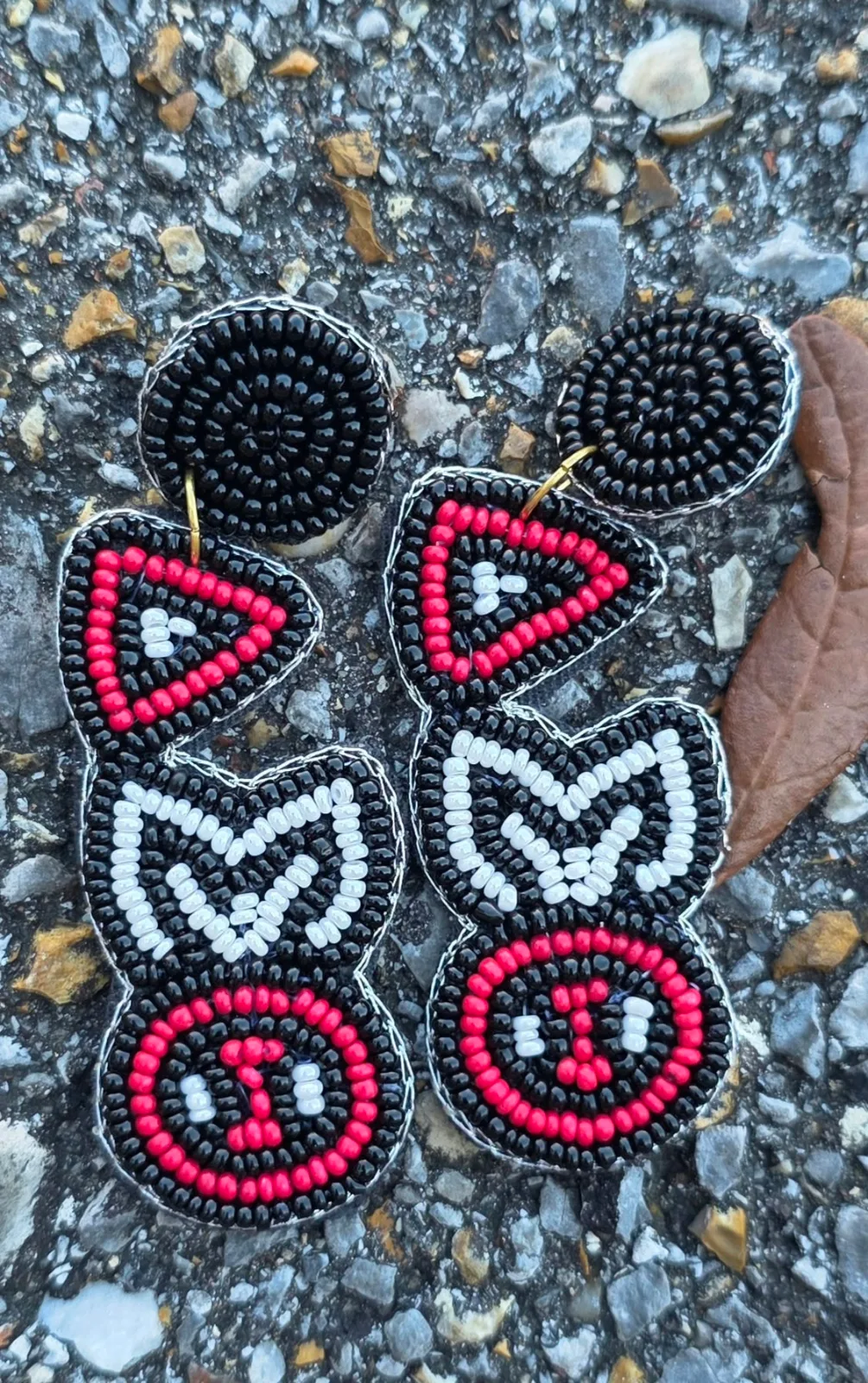 Black Red and White DST Earrings — image 1